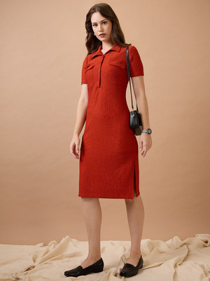 Globus Women Sheath Red Midi/Calf Length Dress