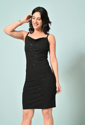 IUGA Women Bodycon Black Mini/Short Dress