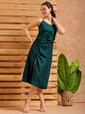 The Indian Garage Co. -Freehand Women A-line Green Midi/Calf Length Dress