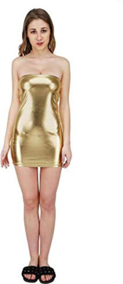 PS COLLECTION Women Bodycon Gold Midi/Calf Length Dress