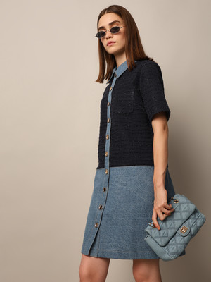ONLY Women Shirt Dark Blue Above Knee/Mid Thigh Length Dress