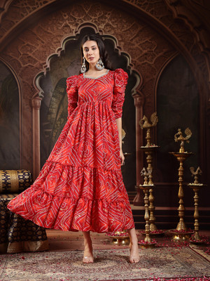 Stylum Women Ethnic Dress Red Maxi/Full Length Dress