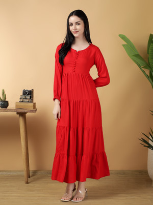 bright nex Women Gown Green Maxi/Full Length Dress