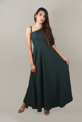 diyaz Women Maxi Dark Green Dress