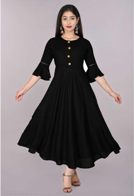 Alastar Women A-line Black Midi/Calf Length Dress