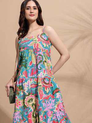 Tokyo Talkies Women Fit and Flare Multicolor Midi/Calf Length Dress