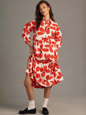 Roadster Women A-line White Midi/Calf Length Dress