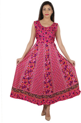 RAJDEVI JAIPUR PRINTS Women Maxi Multicolor Full Length Dress