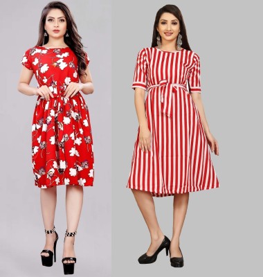 maruti fab Women Fit and Flare Red, Red Dress