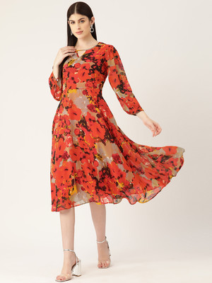 Dressberry Women A-line Yellow Midi/Calf Length Dress