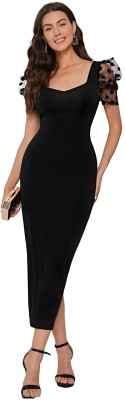 ZEUGEN Women Bodycon Black Dress