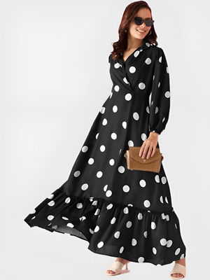JustHer Women Maxi Black Full Length Dress