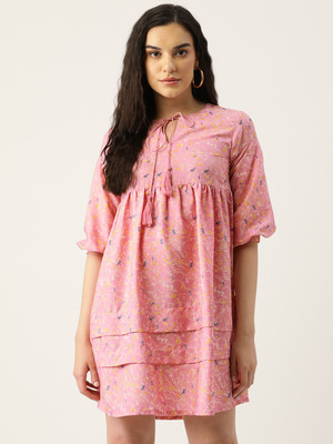 Rue Collection Women A-line Multicolor Above Knee/Mid Thigh Length Dress