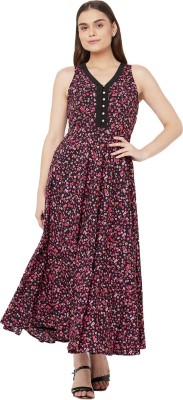 RAASSIO Women Maxi Pink, Black Dress