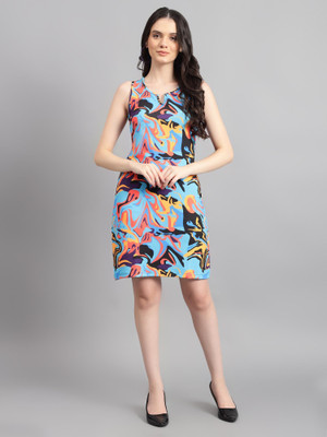KOTTY Women Fit and Flare Multicolor Above Knee/Mid Thigh Length Dress