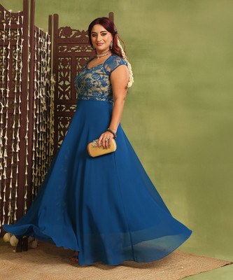Miss Chase Women Maxi Blue Full Length Dress