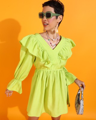 PRETTY LOVING THING Women Fit and Flare Light Green Dress