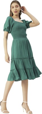 moomaya Women A-line Green Dress