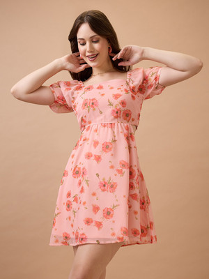 Globus Women Fit and Flare Pink Mini/Short Dress