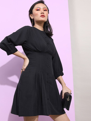 Tokyo Talkies Women Shirt Black Knee Length Dress