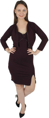 Suhanipari Women Bodycon Maroon Knee Length Dress