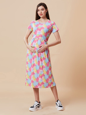 True Shape Women A-line Pink Midi/Calf Length Dress
