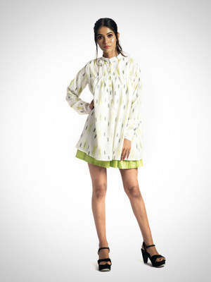 Sabhekar Women Fit and Flare Multicolor Above Knee/Mid Thigh Length Dress