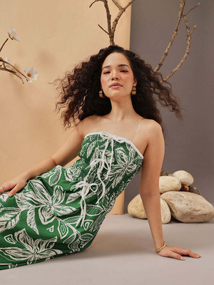 STREET9 Women Fit and Flare Green Midi/Calf Length Dress