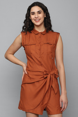 Allen Solly Women A-line Orange Above Knee/Mid Thigh Length Dress