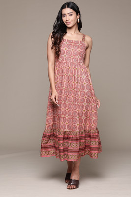 aarke Ritu Kumar Women Fit and Flare Brown Maxi/Full Length Dress