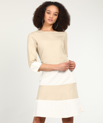 AND Women A-line White Above Knee/Mid Thigh Length Dress
