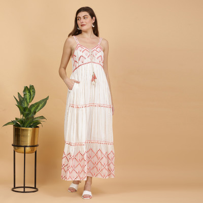 Majestic By Baani Women Maxi White Full Length Dress