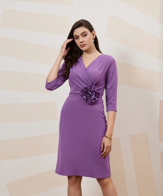 Athena Immutable Women A-line Purple Midi/Calf Length Dress