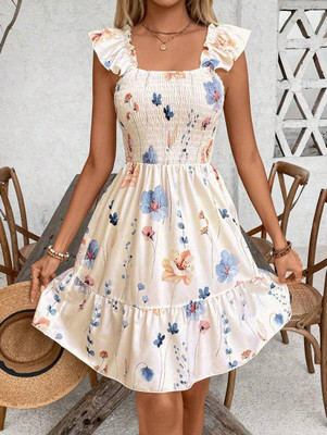 Love Of Fashion Women Fit and Flare White Mini/Short Dress