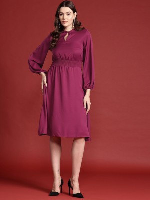 all about you Women Fit and Flare Purple Dress