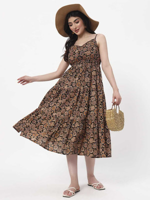 ANUOM Women Maxi Multicolor Midi/Calf Length Dress