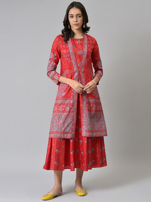 W Women A-line Red Midi/Calf Length Dress