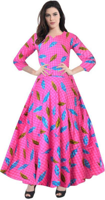 HouseOfCommon Women Maxi Pink Full Length Dress