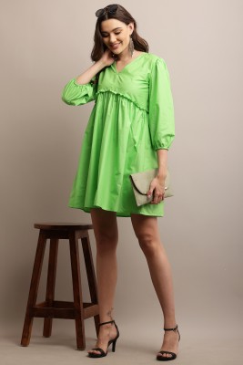 Houseofchic Women A-line Light Green Dress