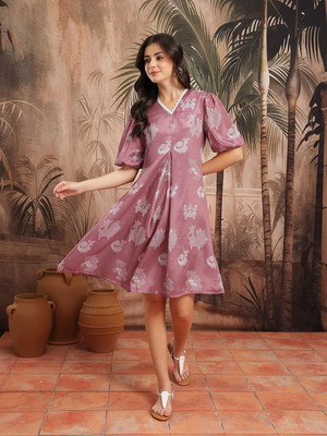 Sangria Women A-line Brown Below Knee Dress