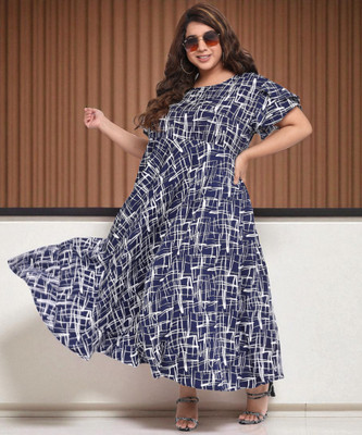 Oomph! Women A-line Blue Maxi/Full Length Dress