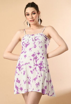 ADRIANA Women Fit and Flare Purple Mini/Short Dress