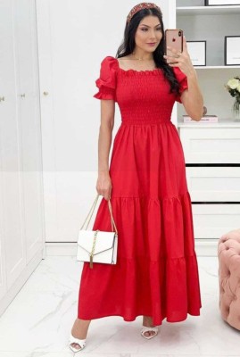 Muskan Enterprises Women Fit and Flare Red Dress