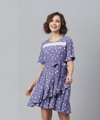 STYLESTONE Women Fit and Flare Blue Above Knee/Mid Thigh Length Dress