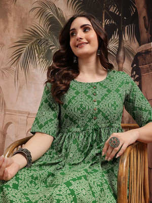 Sangria Women Fit and Flare Green Below Knee Dress