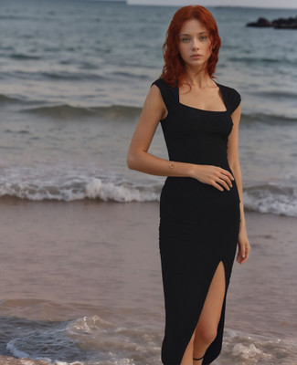SAKSHI TRADER Women Bodycon Black Midi/Calf Length Dress