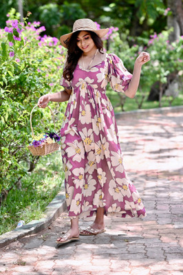 WhatNot Style Women Fit and Flare Multicolor Maxi/Full Length Dress