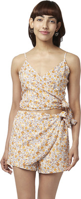 PEOPLE Women Printed Multicolor Top & Shorts Set