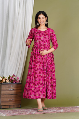 Gulabi Jaipur Women Fit and Flare Multicolor Ankle Length Dress