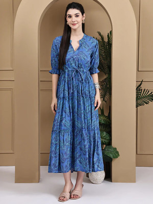 FabFinds Women A-line Multicolor Midi/Calf Length Dress